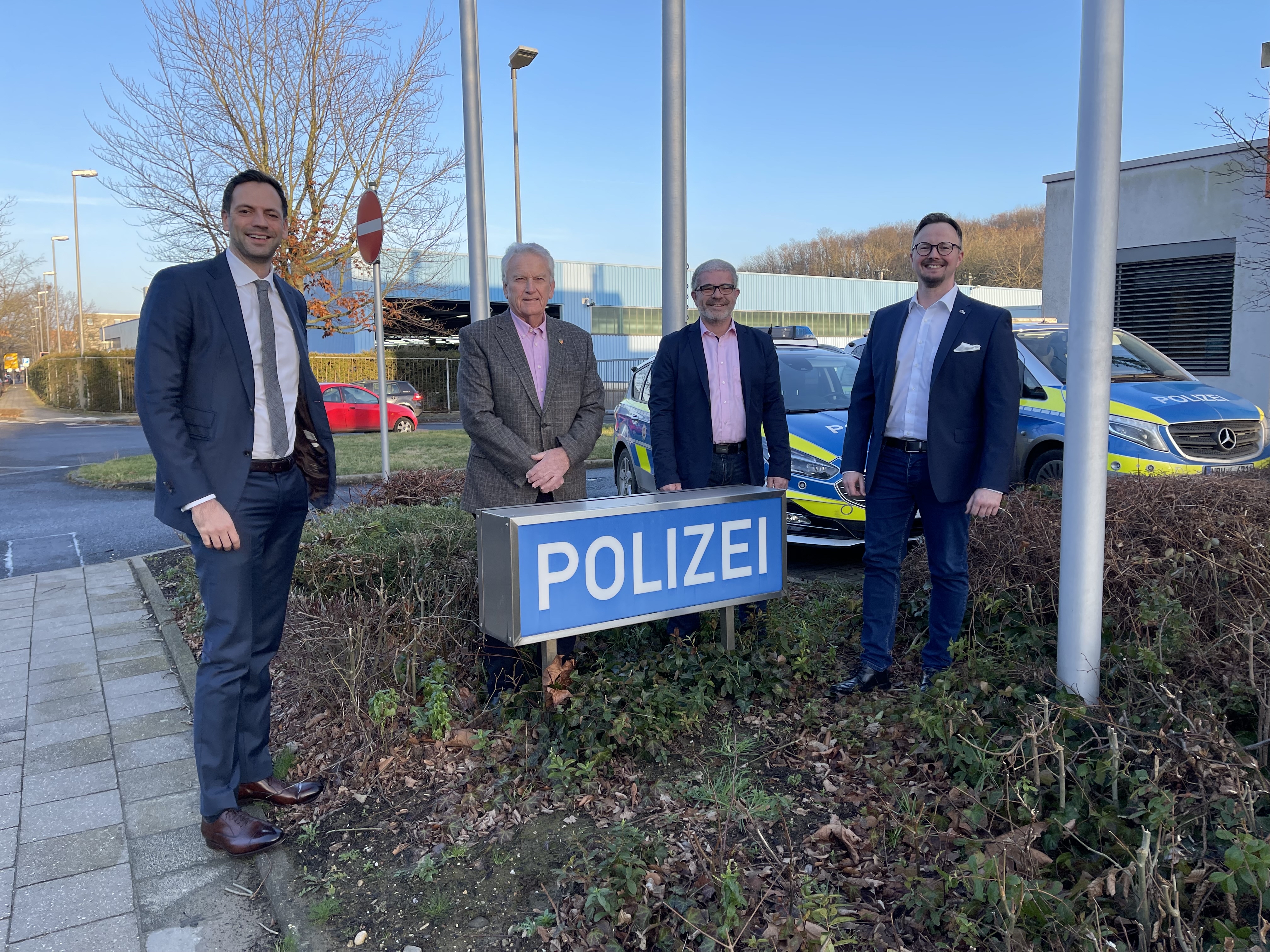 Besuch der Wache in Geilenkirchen (v.l.n.r. Marc Lürbke, Wolfgang Gudduschat, Wilfried Kleinen, Stefan Lenzen)